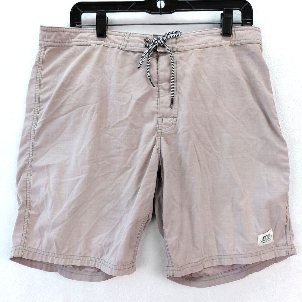 Katin Board Shorts Mens 32 Tan Swim Trunks Surfing Drawstring Pocket Beach